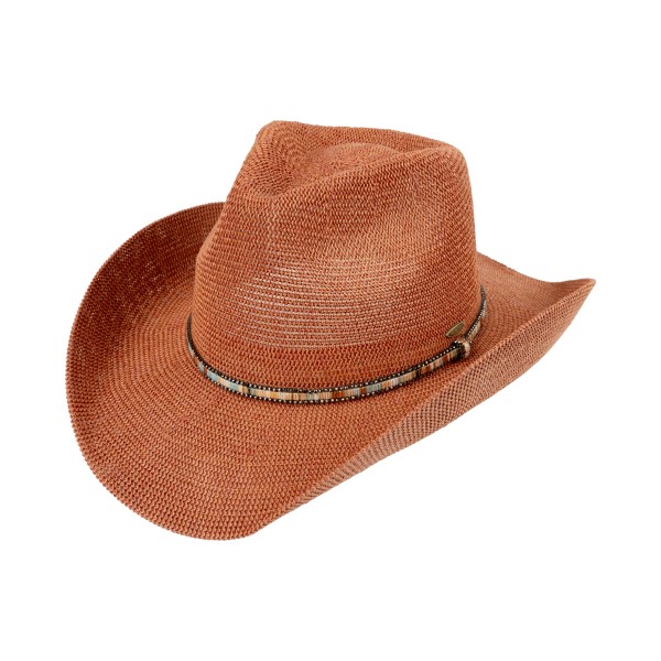 C.C CBC0144
Woven Cowboy Hat With Beaded Band 

- One Size Fits Most
- Adjustable Drawstring
- Brim Approximately 3" L
- 60% Paper / 40% Polyester