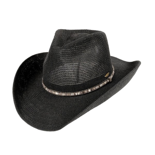 C.C CBC0144
Woven Cowboy Hat With Beaded Band 

- One Size Fits Most
- Adjustable Drawstring
- Brim Approximately 3" L
- 60% Paper / 40% Polyester