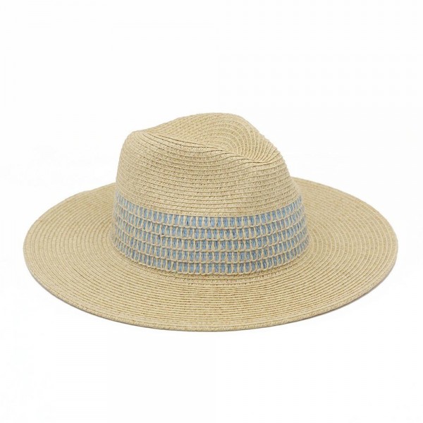 Striped Woven Straw Fedora 

- One Size 
- 80% Paper / 20% Polyester 