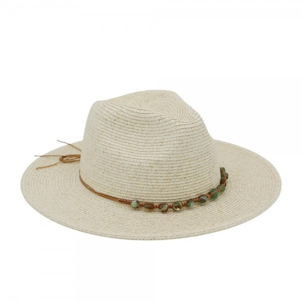 Straw Fedora With Turquoise Stone Band 

- One Size 
- 80% Paper / 20% Polyester 