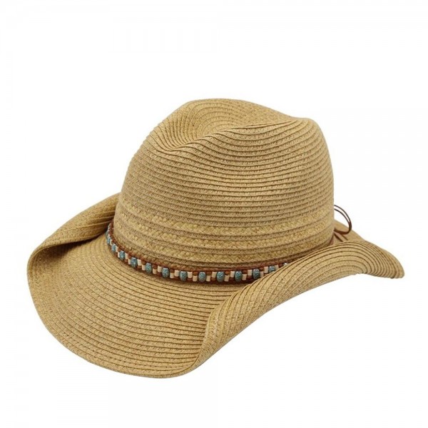 Straw Cowboy Hat With Multicolor Beaded Band

- One Size 
- 100% Paper 