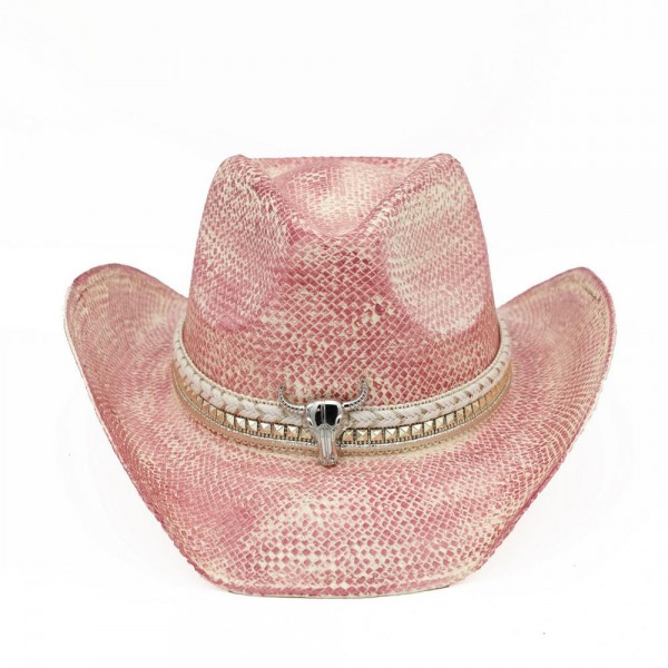 Homemade Vintage Cowboy Hat With Silver Bull Head & Multi Band - One Size - 100% Paper view 5