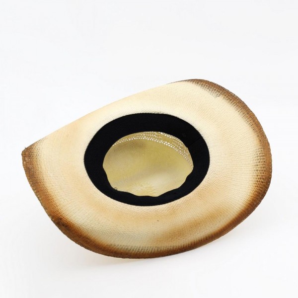 Distressed Two-Tone Cowboy Hat With Leopard Print Band & Stars - One Size - 100% Paper view 5
