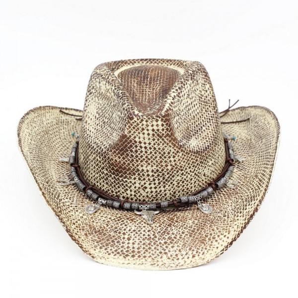Painted Cowboy Hat With Western Bull Head, Hat, Boot, & Cactus Charms - One Size - 100% Paper view 5