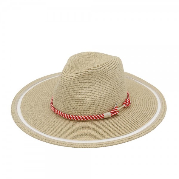 Straw Sun Hat With Sheer Stripe Detail & Nautical Rope With Anchor 

- One Size
- 100% Paper