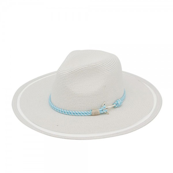 Straw Sun Hat With Sheer Stripe Detail & Nautical Rope With Anchor 

- One Size
- 100% Paper