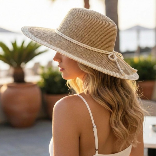 Two Tone Straw Sun Hat With Rope Band 

- One Size
- 100% Paper 