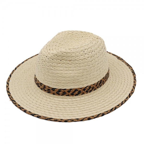 Straw Fedora With Two Tone Woven Band & Trim 

- One Size
- 100% Paper 