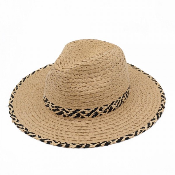 Straw Fedora With Two Tone Woven Band & Trim 

- One Size
- 100% Paper 
