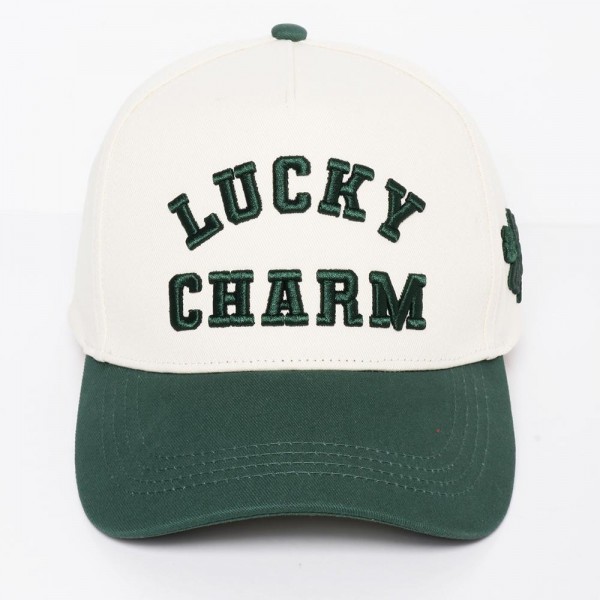 "LUCKY CHARM" 3D Embroidered Two Tone Baseball Cap

- One Size Fits Most
- Snap Back Closure
- 100% Cotton