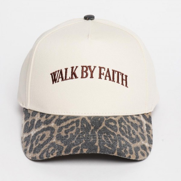 "Walk By Faith" Two Tone Leopard Baseball Cap

- One Size Fits Most
- Snap Back Closure
- 100% Cotton