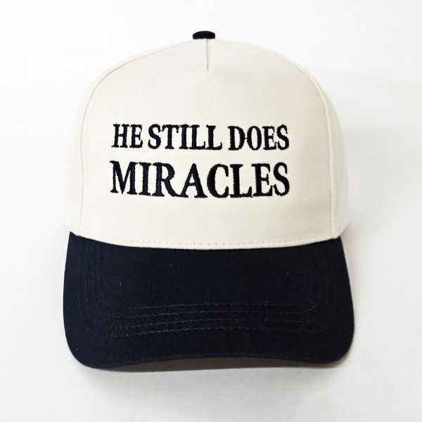 "He Still Does Miracles" Embroidered Two Tone Baseball Cap

- One Size Fits Most
- Snap Back Closure
- 100% Cotton