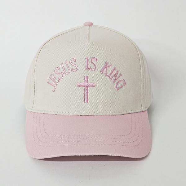 "Jesus Is King" & Cross Embroidered Two Tone Baseball Cap

- One Size Fits Most
- Snap Back Closure
- 100% Cotton