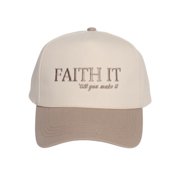"FAITH IT Till You Make It" Embroidered Two Tone Baseball Cap

- One Size Fits Most
- Snap Back Closure
- 100% Cotton