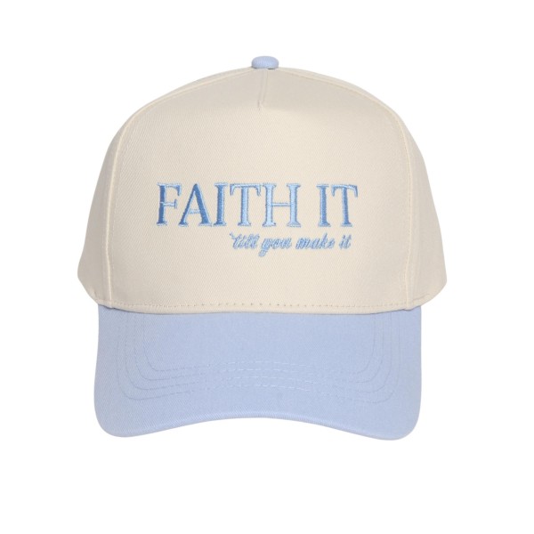 "FAITH IT Till You Make It" Embroidered Two Tone Baseball Cap

- One Size Fits Most
- Snap Back Closure
- 100% Cotton