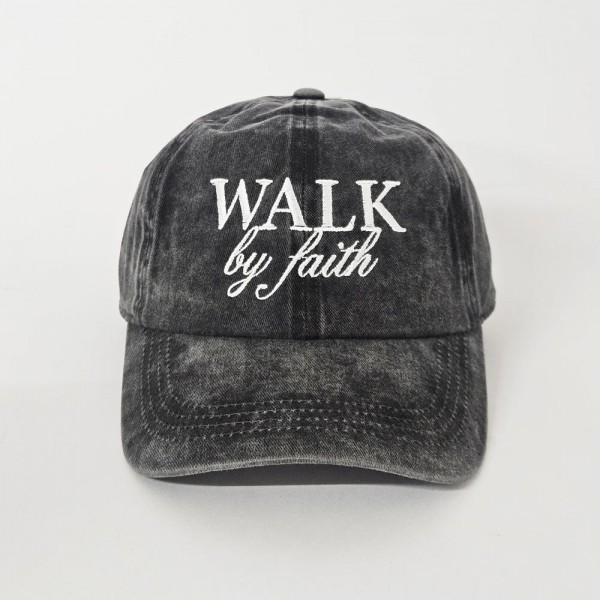 "Walk By Faith" Embroidered Baseball Cap

- One Size Fits Most
- Slide Buckle Adjustment
- 100% Cotton