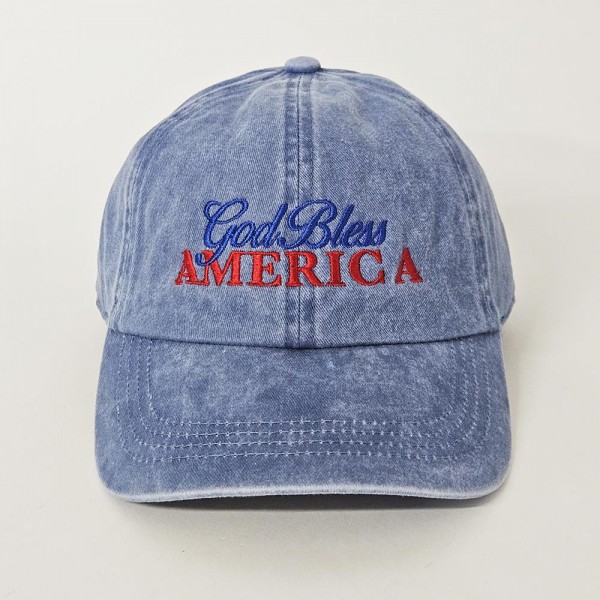 "God Bless AMERICA" Embroidered Baseball Cap

- One Size Fits Most
- Slide Buckle Adjustment
- 100% Cotton
