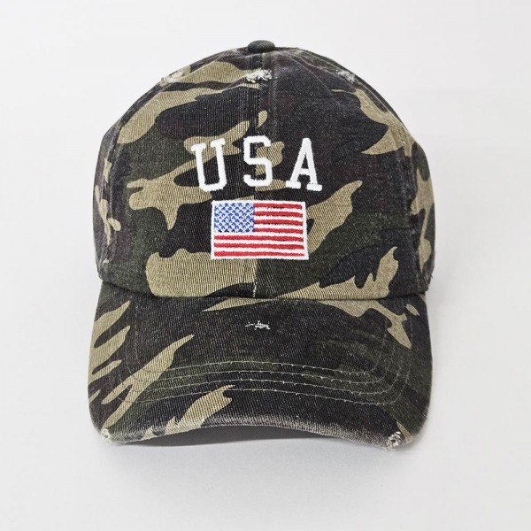 'USA' & American Flag Embroidered Baseball Cap

- One Size Fits Most
- Slide Buckle Adjustment
- 100% Cotton