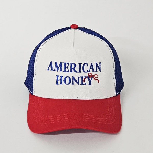 "American Honey" & Bow Trucker Cap With Mesh Back

- One Size Fits Most
- Snap Back Closure
- 100% Cotton
