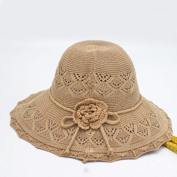 Woven Bucket Hat With Flower Band Detail 

- One Size Fits Most 