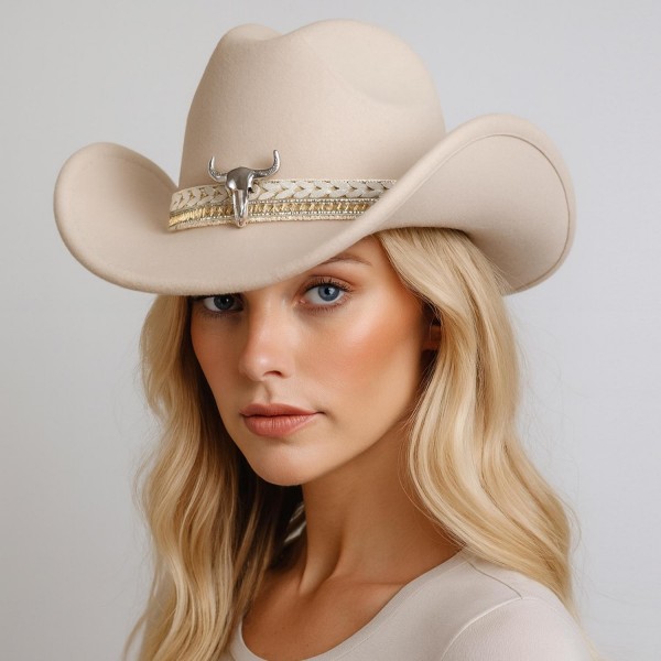 Do Everything In Love Felt Cowboy Hat With Studded Hat Band & Steer Detail 

- One Size Fits Most 
- 100% Polyester 
