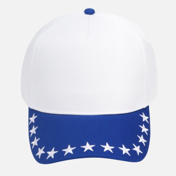 Two Tone Blank Baseball Cap With Embroidered Stars Bill

- Snap Back Closure
- One Size Fits Most
- 100% Cotton