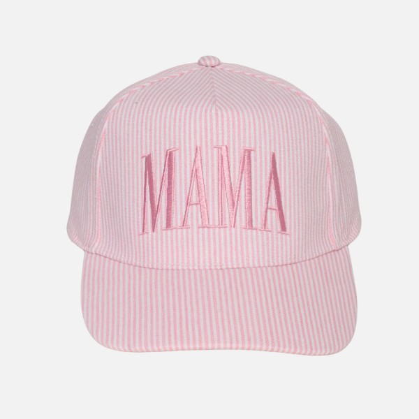 Skinny Stripe Baseball Cap With Embroidered "MAMA"

- Snap Back Closure
- One Size Fits Most
- 100% Cotton