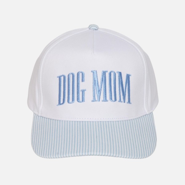 Two Tone Skinny Stripe Baseball Cap With Embroidered "DOG MOM"

- Snap Back Closure
- One Size Fits Most
- 100% Cotton