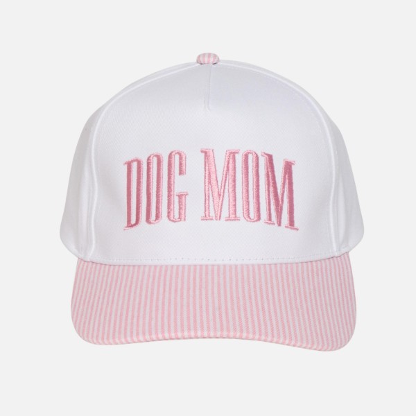 Two Tone Skinny Stripe Baseball Cap With Embroidered "DOG MOM"

- Snap Back Closure
- One Size Fits Most
- 100% Cotton