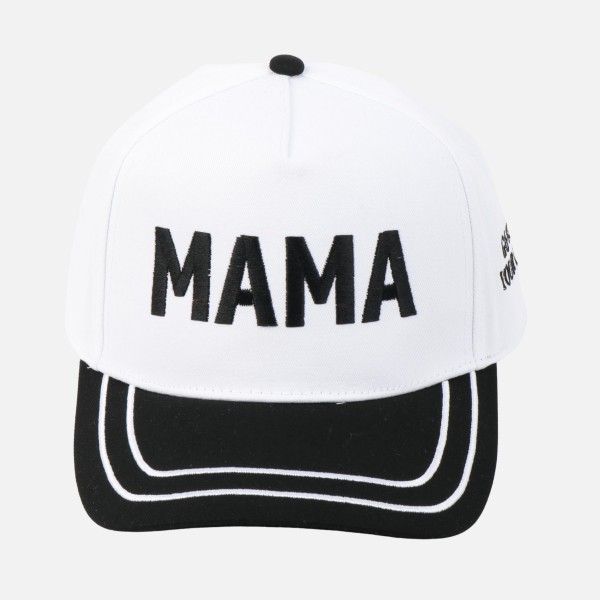 Two Tone "MAMA" Embroidered Baseball Cap With Lined Bill 

- "Go Ask Your Dad" Side Embroidery 
- Snap Back Closure
- One Size Fits Most
- 100% Cotton