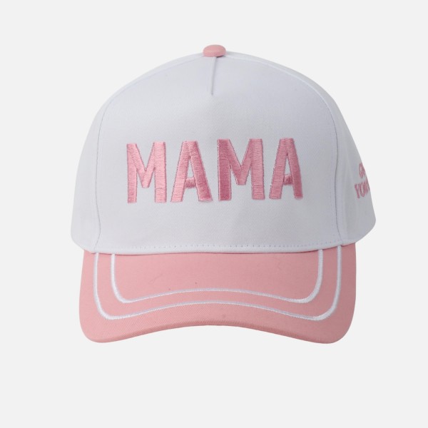 Two Tone "MAMA" Embroidered Baseball Cap With Lined Bill 

- "Go Ask Your Dad" Side Embroidery 
- Snap Back Closure
- One Size Fits Most
- 100% Cotton