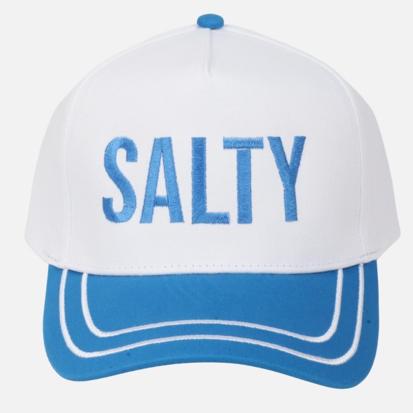 Two Tone "SALTY" Embroidered Baseball Cap With Lined Bill 

- Snap Back Closure
- One Size Fits Most
- 100% Cotton