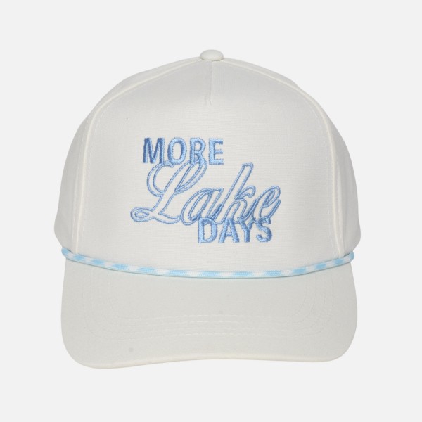 Linen "MORE LAKE DAYS" Baseball Cap With Rope Band 

- Palm Tree Side Embroidery 
- Snap Back Closure
- One Size Fits Most
- 100% Cotton