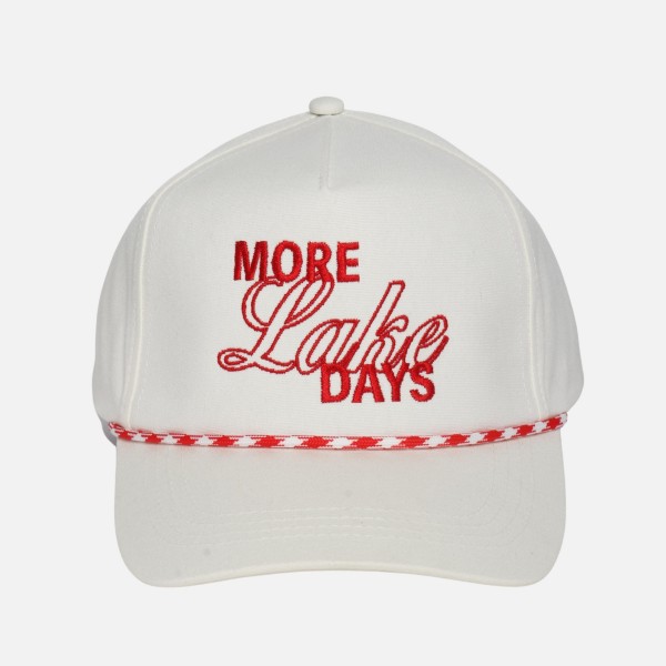 Linen "MORE LAKE DAYS" Baseball Cap With Rope Band 

- Palm Tree Side Embroidery 
- Snap Back Closure
- One Size Fits Most
- 100% Cotton