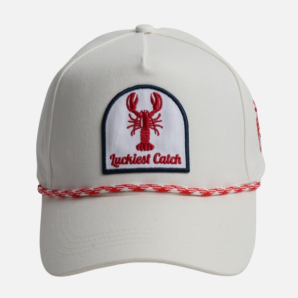 Linen "Luckiest Catch" & Crawfish Patch Baseball Cap With Rope Band 

- Palm Tree Side Embroidery 
- Snap Back Closure
- One Size Fits Most
- 100% Cotton