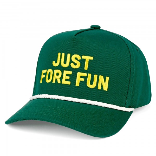 C.C TCM0195 Two Tone Canvas Embroidered "Just Fore Fun" Baseball Cap With Rope Band Detail - Snap Back Closure - One Size Fits Most - 100% Cotton view 5