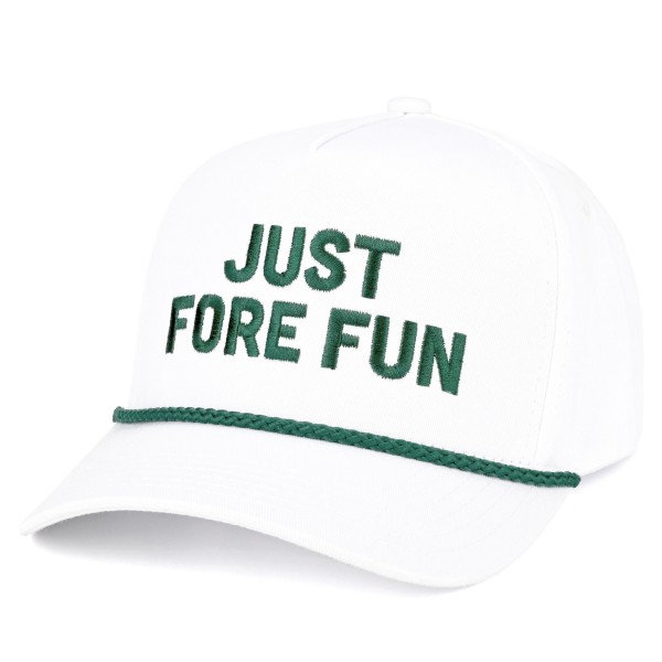 C.C TCM0195 Two Tone Canvas Embroidered "Just Fore Fun" Baseball Cap With Rope Band Detail - Snap Back Closure - One Size Fits Most - 100% Cotton view 5