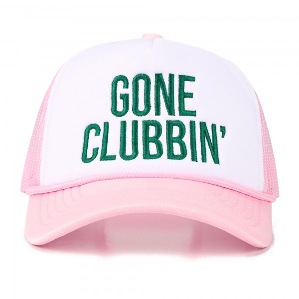 C.C TCM0191
Two Tone Embroidered "Gone Clubbin'" Trucker Cap

- Snap Back Closure
- One Size Fits Most
- 100% Cotton