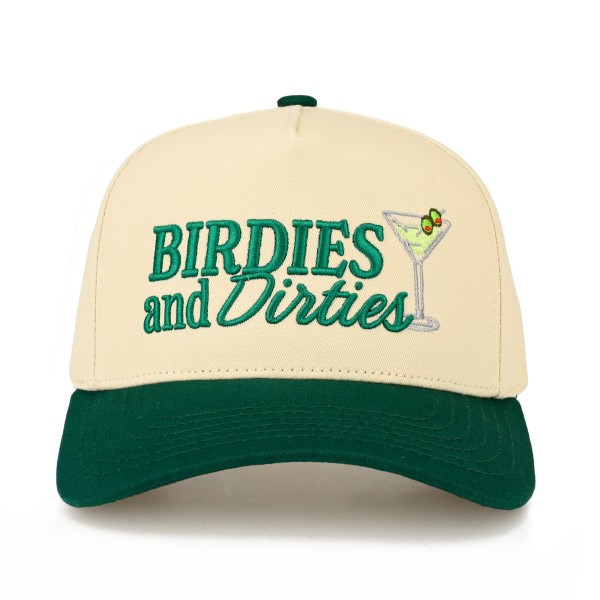 TCM0213DGN
"BIRDIES and Dirties" Embroidered Two Tone Baseball Cap

- One Size Fits Most
- Snap Back Closure
- 100% Cotton


