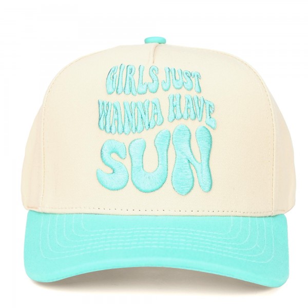 C.C TCM0011
Two Tone "Girls Just Wanna Have Sun" Canvas Embroidered Baseball Cap

- Snap Back Closure
- One Size Fits Most
- 100% Cotton