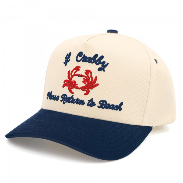 C.C TCM0133 Two Tone "If Crabby Please Return To Beach" Canvas Embroidered Baseball Cap - Snap Back Closure - One Size Fits Most - 100% Cotton view 5