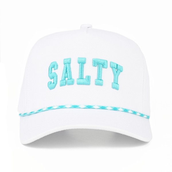 TCM0198
"SALTY" Embroidered Baseball Cap With Rope Detail 

- Snap Back Closure
- One Size Fits Most
- 100% Cotton

