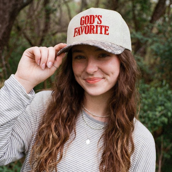 TCM0209
"GODS FAVORITE" Embroidered Two Tone Baseball Cap

- Snap Back Closure
- One Size Fits Most
- 100% Cotton

