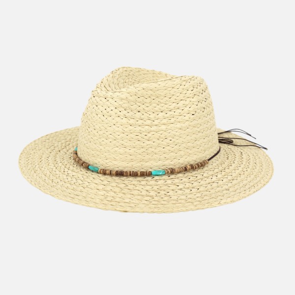 Straw Hat With Boho Beaded Band  

- One Size Fits Most
- 100% Paper