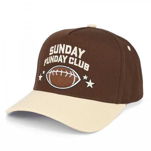 TCM0186 "SUNDAY FUNDAY CLUB" Embroidered Two Tone Football Cap - One Size Fits Most - Snap Back Closure - 100% Cotton view 5