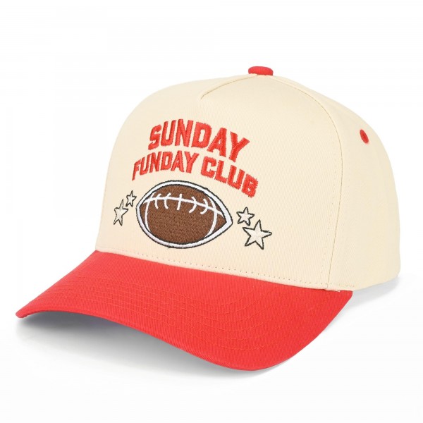 TCM0186 "SUNDAY FUNDAY CLUB" Embroidered Two Tone Football Cap - One Size Fits Most - Snap Back Closure - 100% Cotton view 5