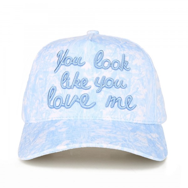 C.C TCM0052
"You Look Like You Love Me" Embroidered Three Tone baseball Cap 

- One Size Fits Most 
- Snap Back Closure 
- 100% Cotton 