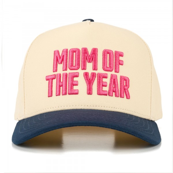 TCM0204
"MOM OF THE YEAR" Embroidered Three Tone Baseball Cap 

- One Size Fits Most 
- Snap Back Closure 
- 100% Cotton 