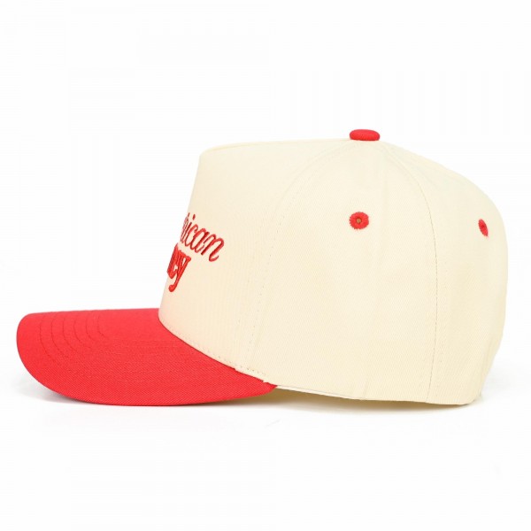 TCM0019RED "American Honey" Embroidered Two Tone Baseball Cap - One Size Fits Most - Snap Back Closure - 100% Cotton view 5