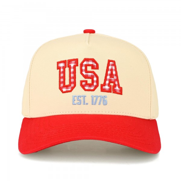 TCM0221
"USA" Embroidered Baseball Cap With Plaid Detail 

- One Size Fits Most
- Snap Back Closure
- 100% Cotton


